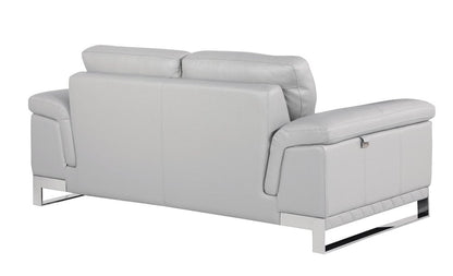 Three Piece Indoor Light Gray Italian Leather Six Person Seating Set HomeRoots