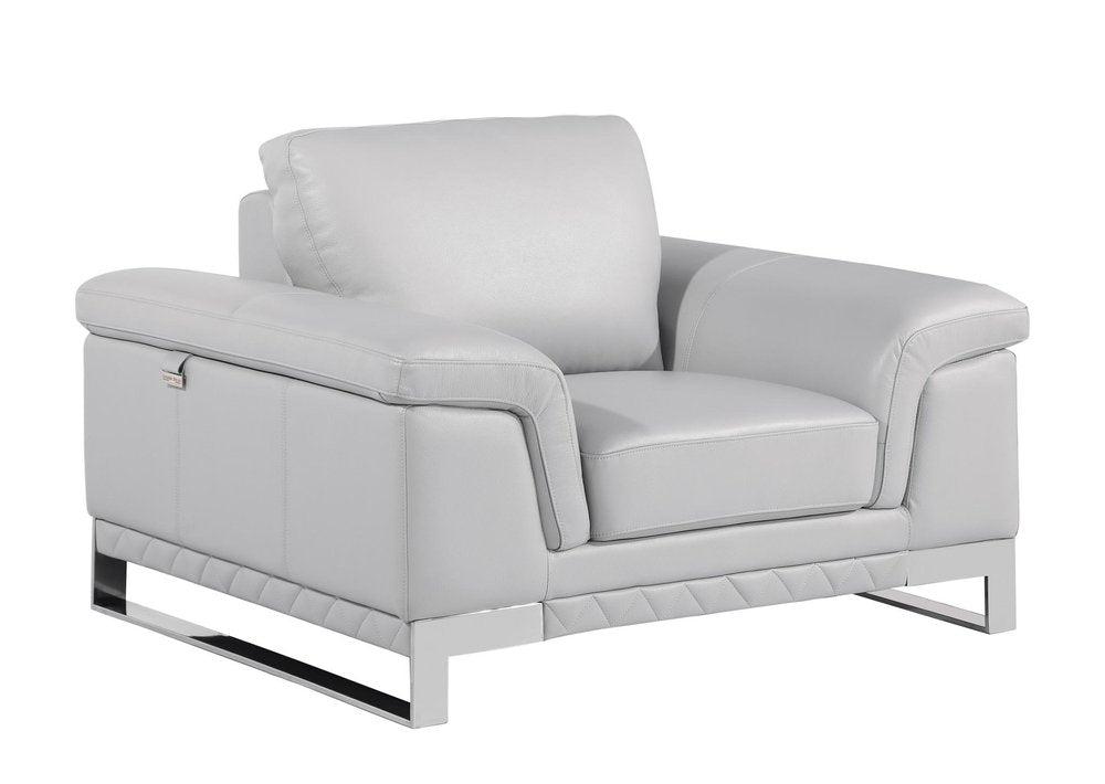 Three Piece Indoor Light Gray Italian Leather Six Person Seating Set HomeRoots