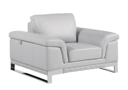 Three Piece Indoor Light Gray Italian Leather Six Person Seating Set HomeRoots