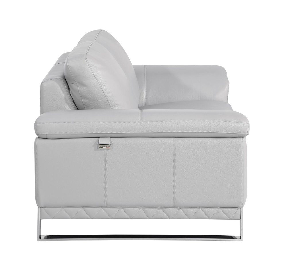 Three Piece Indoor Light Gray Italian Leather Six Person Seating Set HomeRoots