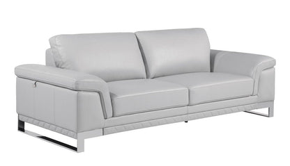 Three Piece Indoor Light Gray Italian Leather Six Person Seating Set HomeRoots