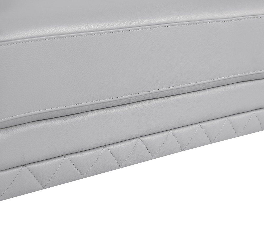 73" Light Gray And Silver Genuine Leather Loveseat HomeRoots