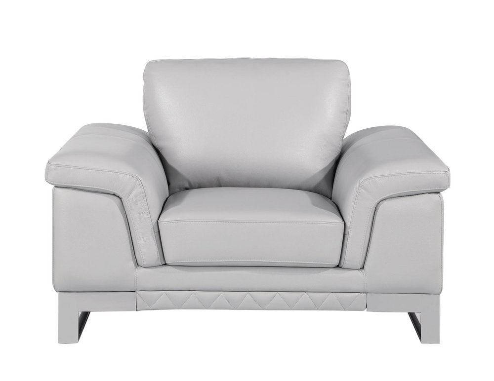 49" Dark Gray And Silver Genuine Leather Arm Chair HomeRoots