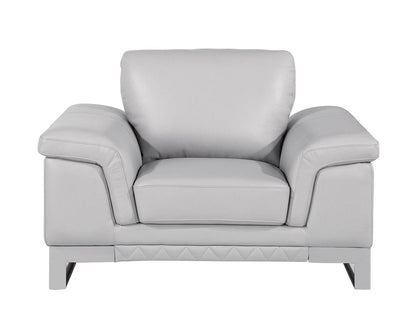 49" Dark Gray And Silver Genuine Leather Arm Chair HomeRoots