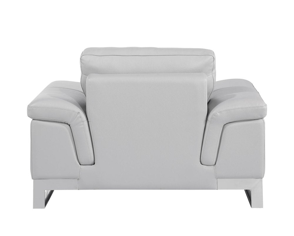 49" Dark Gray And Silver Genuine Leather Arm Chair HomeRoots