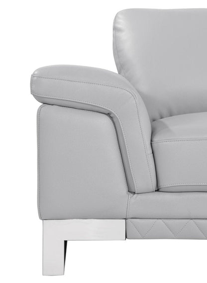 49" Dark Gray And Silver Genuine Leather Arm Chair HomeRoots
