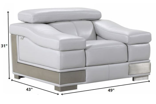 Three Piece Indoor Light Gray Italian Leather Six Person Seating Set HomeRoots