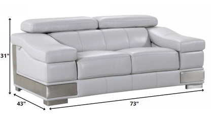 Three Piece Indoor Light Gray Italian Leather Six Person Seating Set HomeRoots