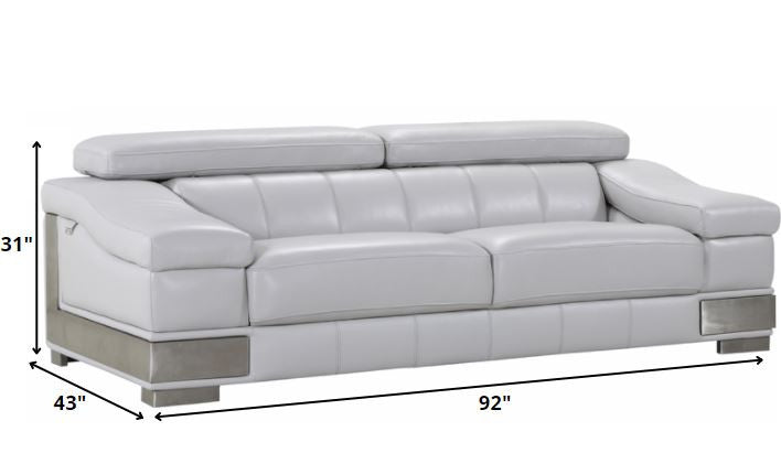 Three Piece Indoor Light Gray Italian Leather Six Person Seating Set HomeRoots