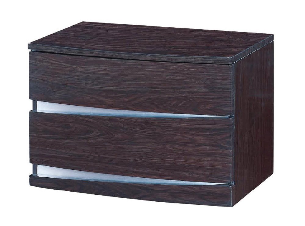 17" Dark Brown Two Drawers Manufactured Wood Mirrored Nightstand HomeRoots