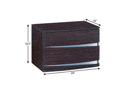 17" Dark Brown Two Drawers Manufactured Wood Mirrored Nightstand HomeRoots