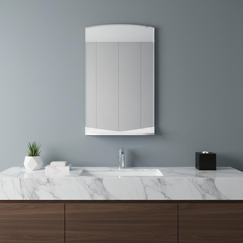 43" White Dresser Mount Frameless Bathroom Vanity Mirror HomeRoots