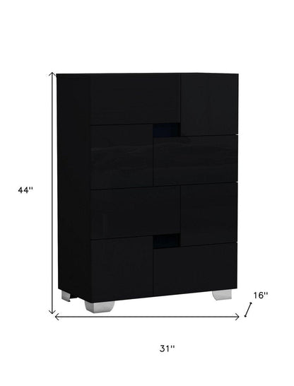 44" Superb Black High Gloss Chest HomeRoots