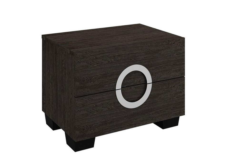 18" Dark Brown Two Drawers Manufactured Wood Mirrored Nightstand HomeRoots