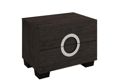 18" Dark Brown Two Drawers Manufactured Wood Mirrored Nightstand HomeRoots