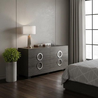 31" Refined Grey High Gloss Dresser HomeRoots
