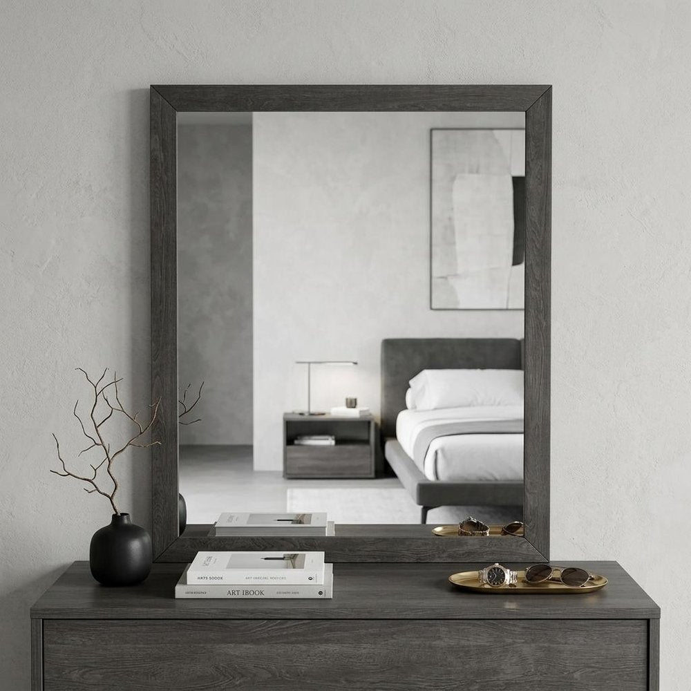 43" Gray Wood Dresser Mount Framed Mirror HomeRoots