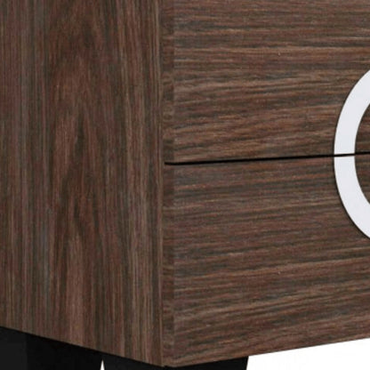 18" Brown Two Drawers Manufactured Wood Mirrored Nightstand HomeRoots