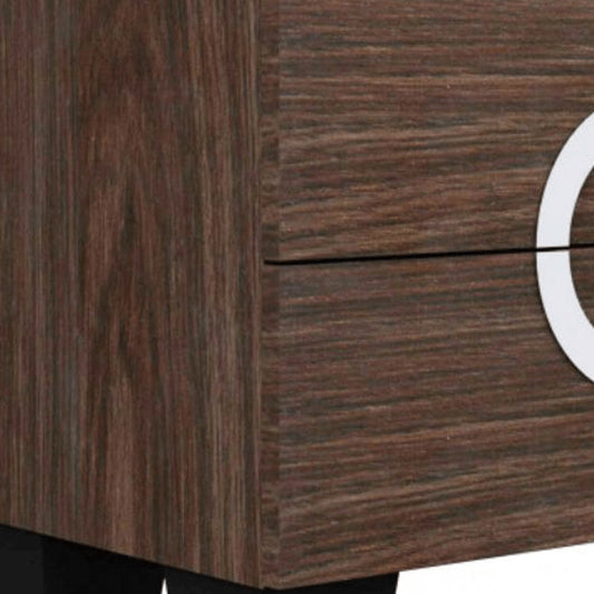 18" Brown Two Drawers Manufactured Wood Mirrored Nightstand HomeRoots