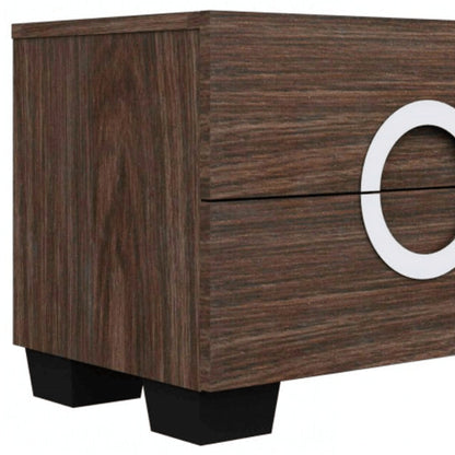 18" Brown Two Drawers Manufactured Wood Mirrored Nightstand HomeRoots