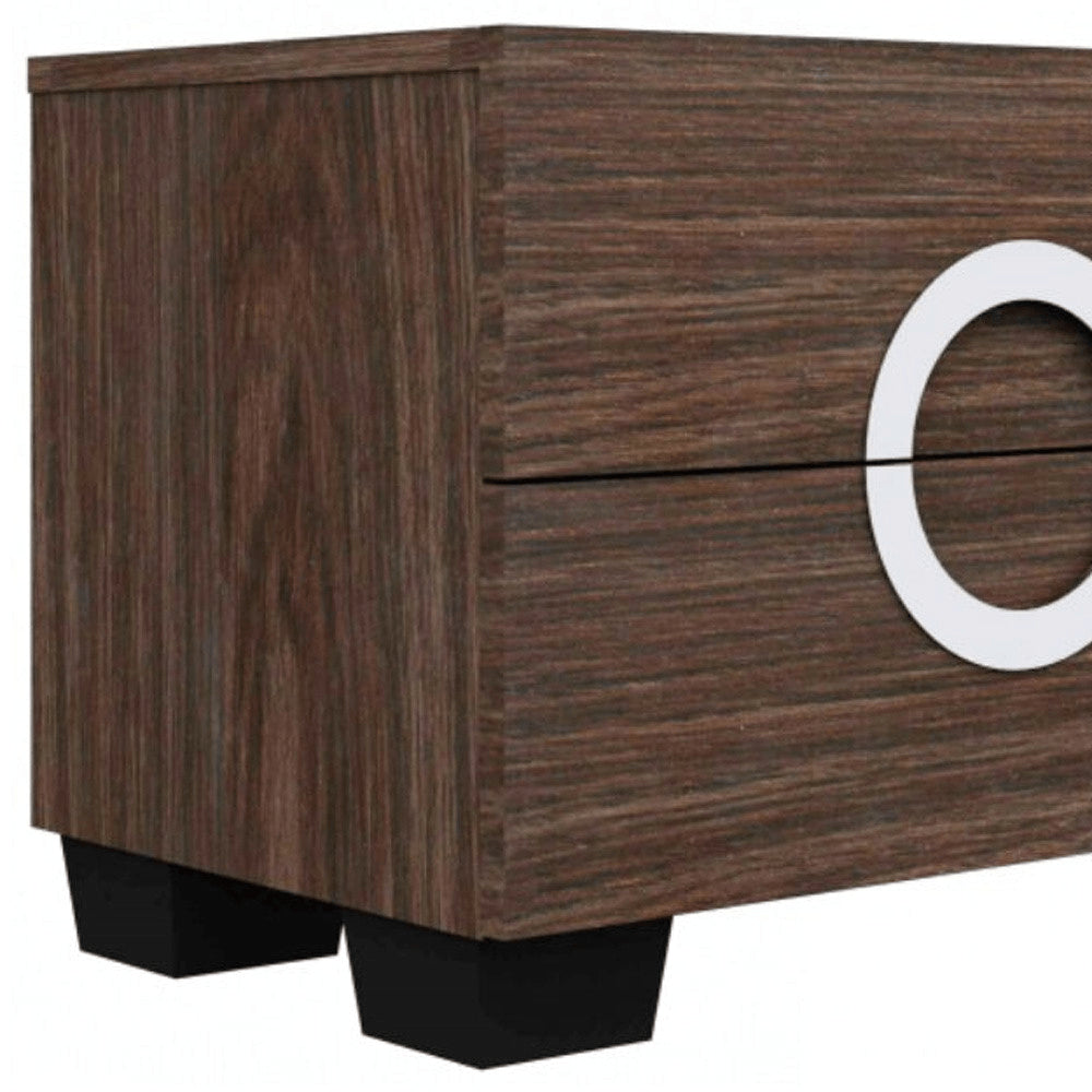 18" Brown Two Drawers Manufactured Wood Mirrored Nightstand HomeRoots