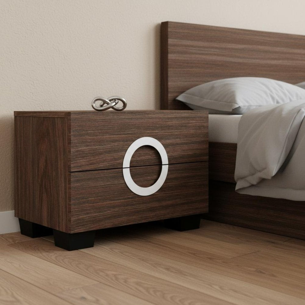 18" Brown Two Drawers Manufactured Wood Mirrored Nightstand HomeRoots