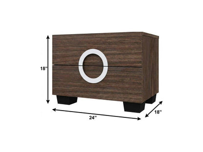 18" Brown Two Drawers Manufactured Wood Mirrored Nightstand HomeRoots