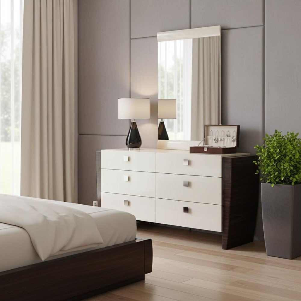 34" Refined Beige High Gloss Dresser HomeRoots