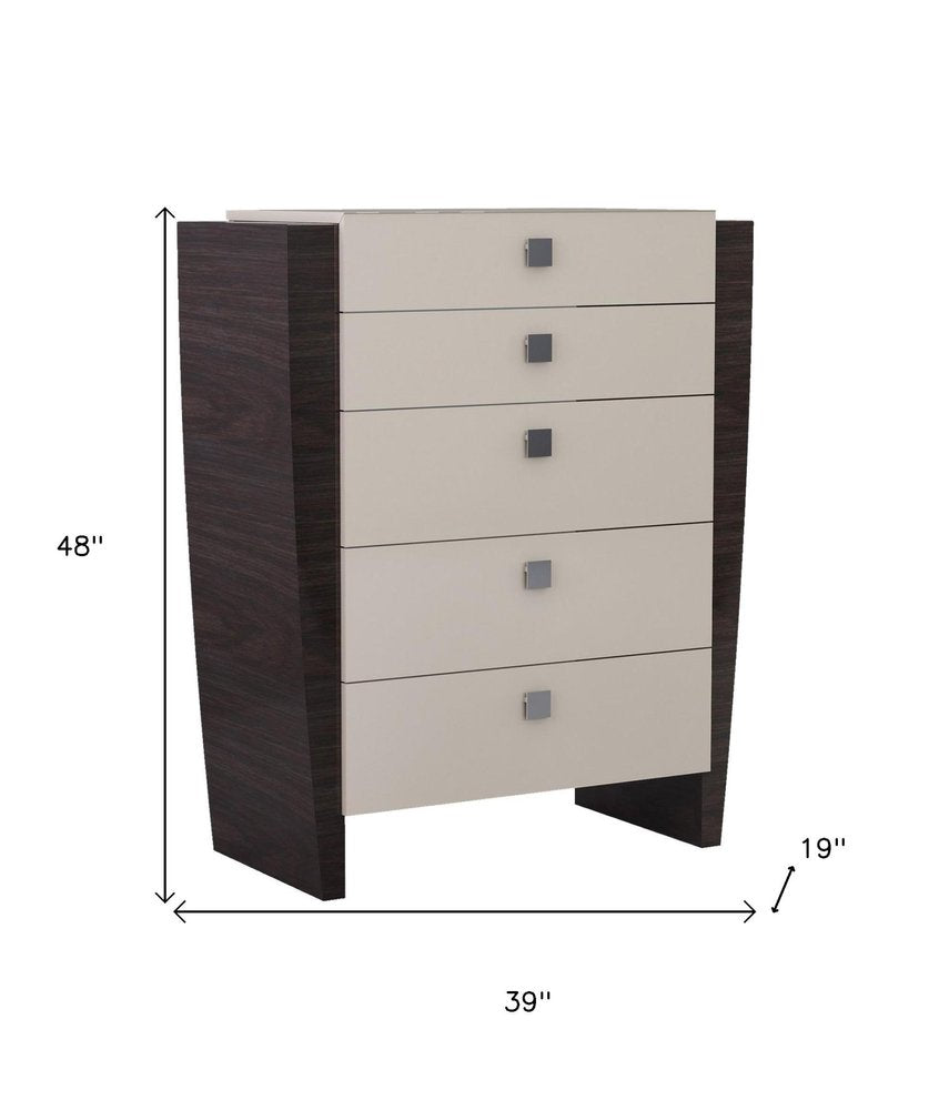 34" Refined Beige High Gloss Dresser HomeRoots