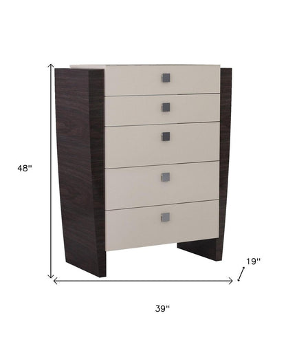 34" Refined Beige High Gloss Dresser HomeRoots