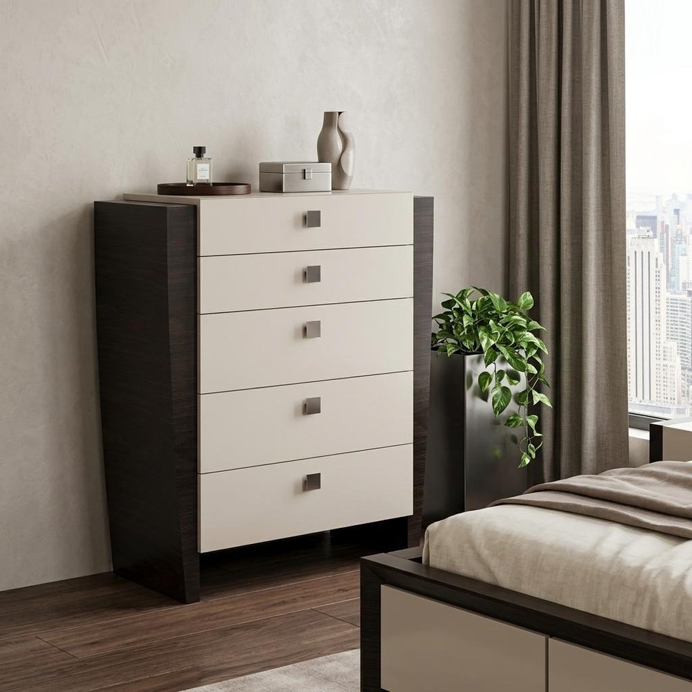 34" Refined Beige High Gloss Dresser HomeRoots