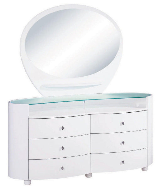 31" Sophisticated White High Gloss Dresser - FurniFindUSA