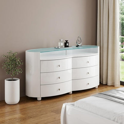 63" White Wood Six Drawer Double Dresser HomeRoots