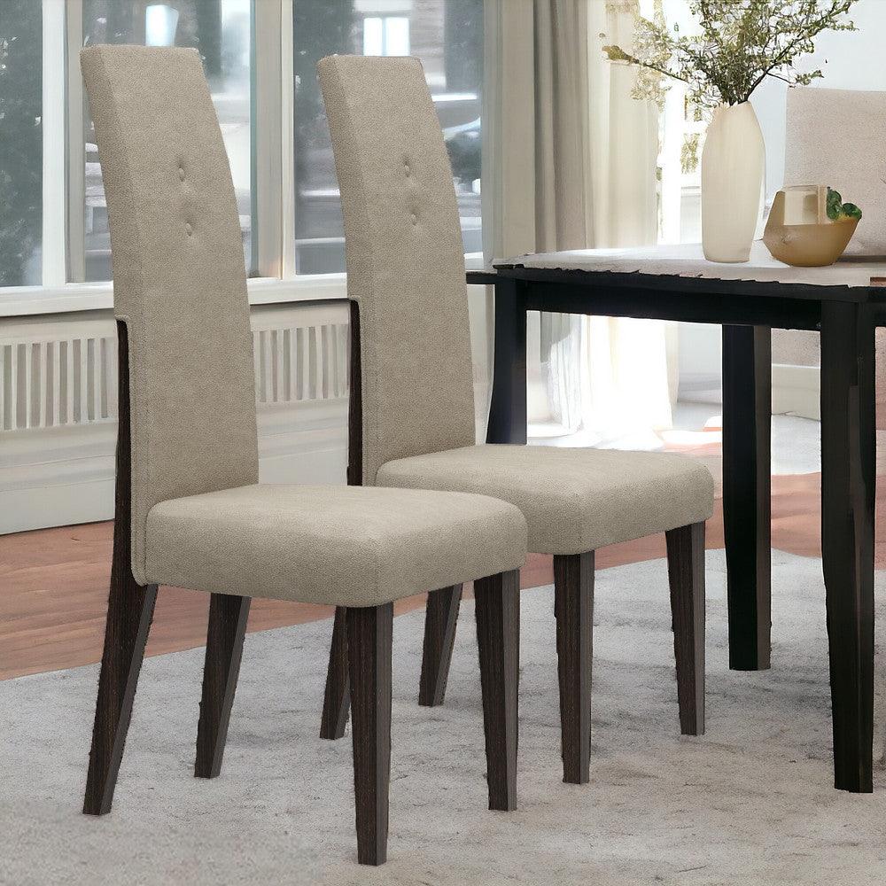 Set of Two Brown And Espresso Upholstered Microfiber Dining Side Chairs - FurniFindUSA