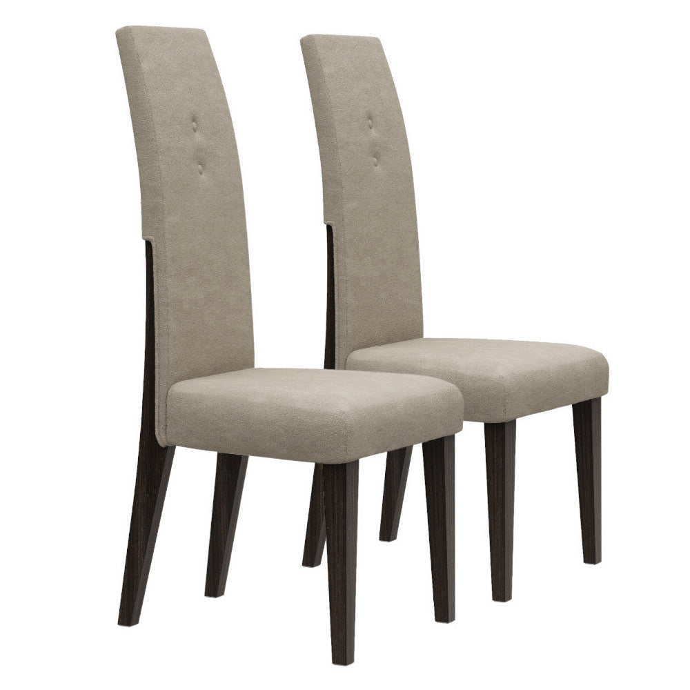 Set of Two Brown And Espresso Upholstered Microfiber Dining Side Chairs HomeRoots