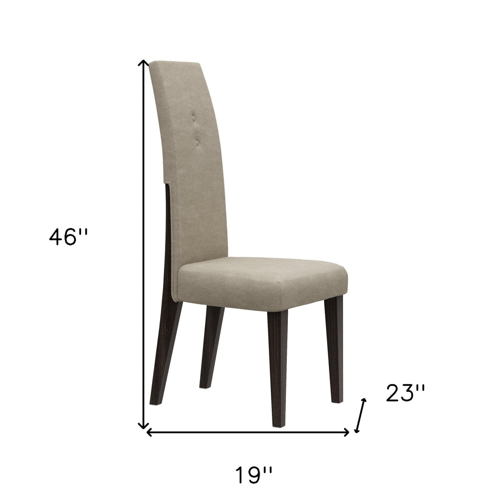 Set of Two Brown And Espresso Upholstered Microfiber Dining Side Chairs - FurniFindUSA