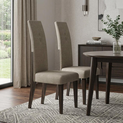 Set of Two Brown And Espresso Upholstered Microfiber Dining Side Chairs HomeRoots