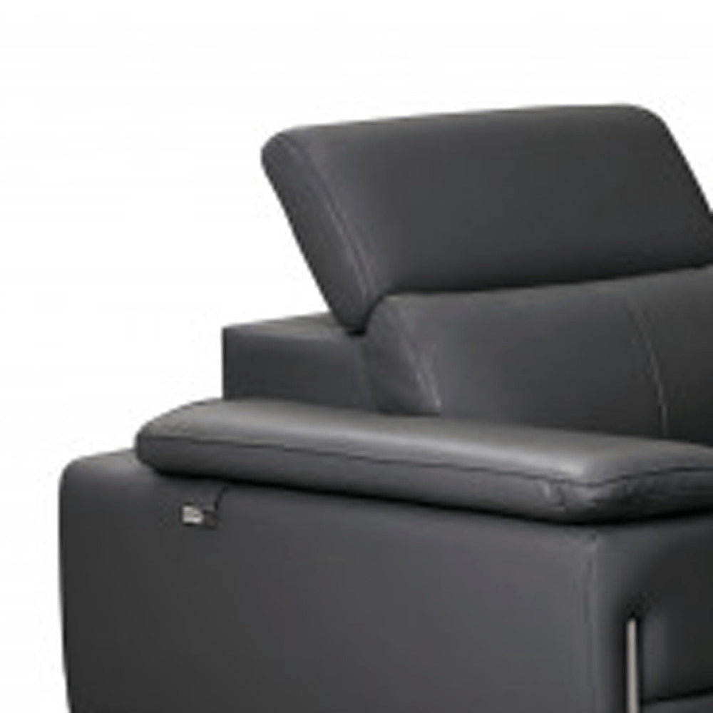 Three Piece Indoor Dark Gray Italian Leather Six Person Seating Set HomeRoots