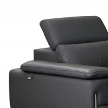Three Piece Indoor Dark Gray Italian Leather Six Person Seating Set HomeRoots