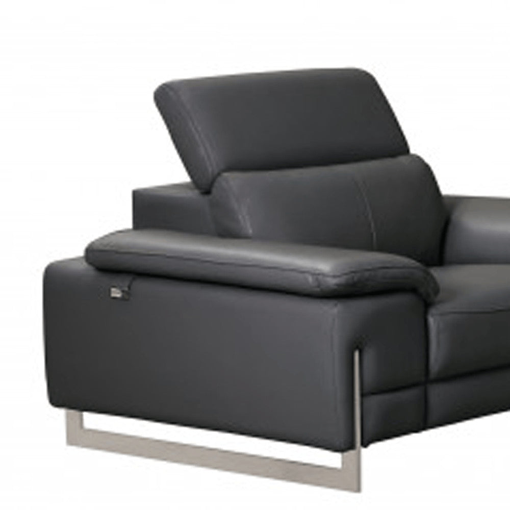 Three Piece Indoor Dark Gray Italian Leather Six Person Seating Set HomeRoots