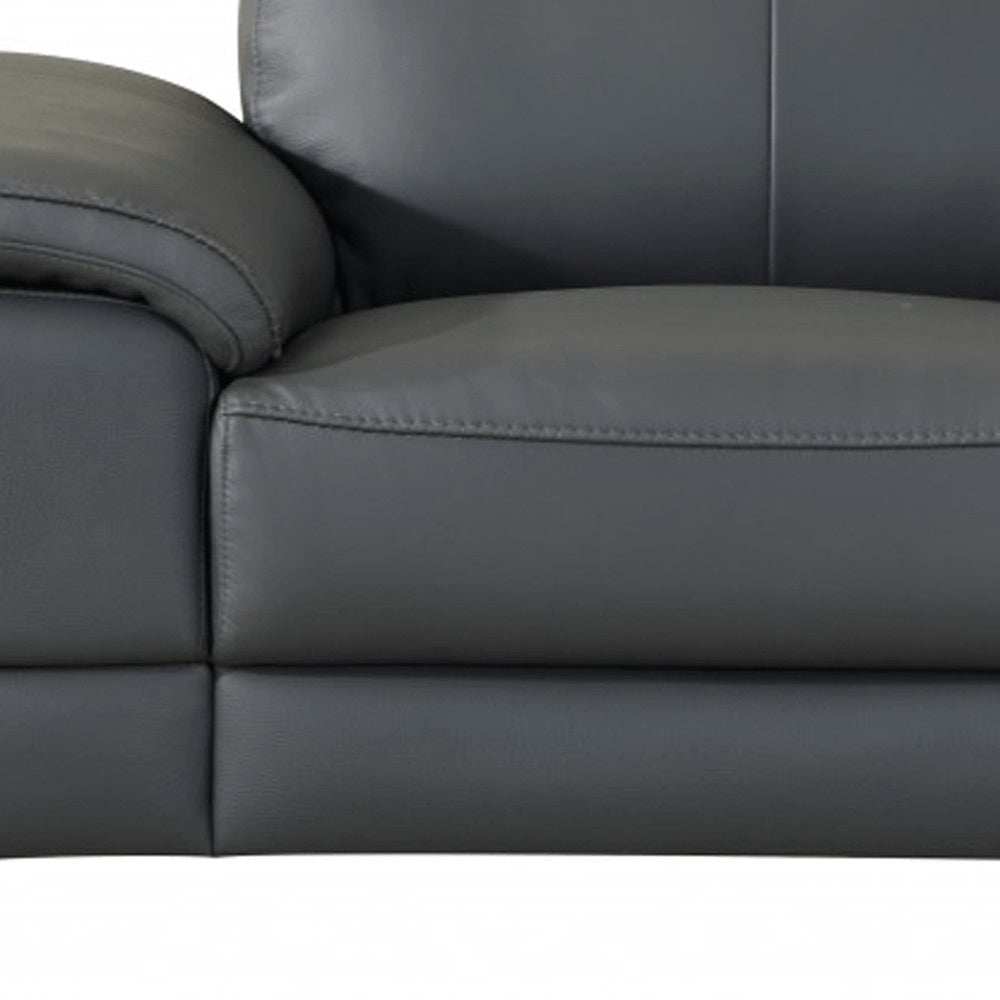 51" Dark Gray Faux Leather And Wood Club Chair — view 1