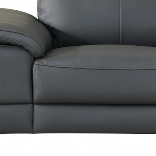 51" Dark Gray Faux Leather And Wood Club Chair HomeRoots