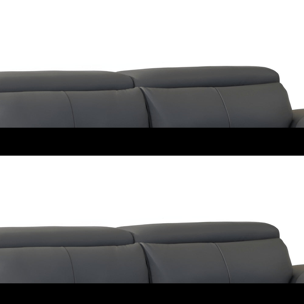 87" Dark Gray Italian Leather Sofa With Silver Legs HomeRoots