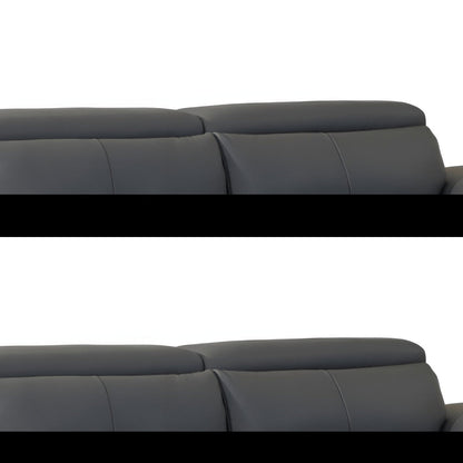 87" Dark Gray Italian Leather Sofa With Silver Legs HomeRoots