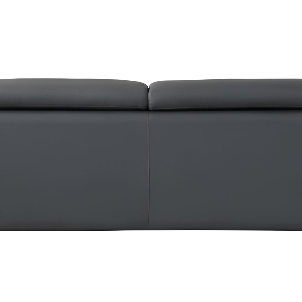 87" Dark Gray Italian Leather Sofa With Silver Legs HomeRoots