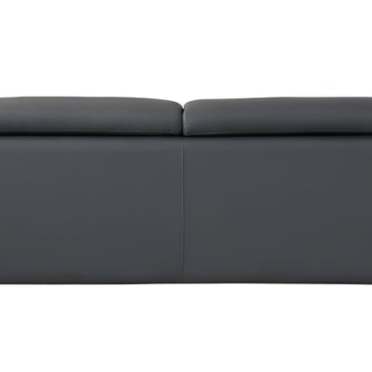 87" Dark Gray Italian Leather Sofa With Silver Legs HomeRoots
