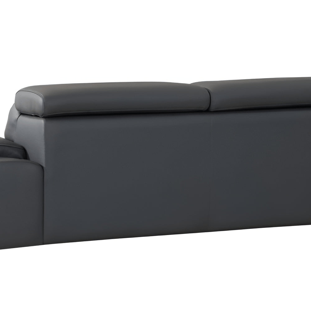 87" Dark Gray Italian Leather Sofa With Silver Legs HomeRoots