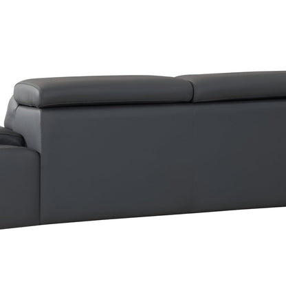 87" Dark Gray Italian Leather Sofa With Silver Legs HomeRoots