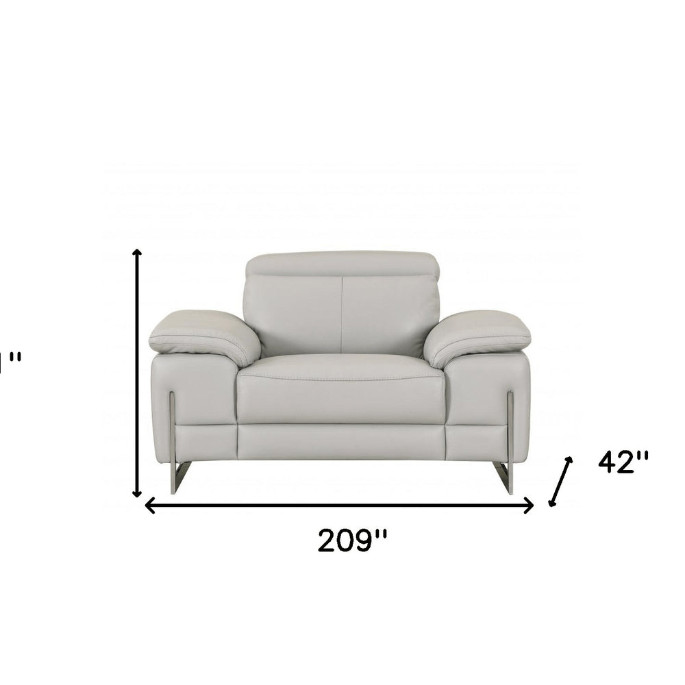 Three Piece Indoor Light Gray Italian Leather Six Person Seating Set HomeRoots