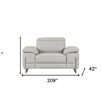 Three Piece Indoor Light Gray Italian Leather Six Person Seating Set HomeRoots